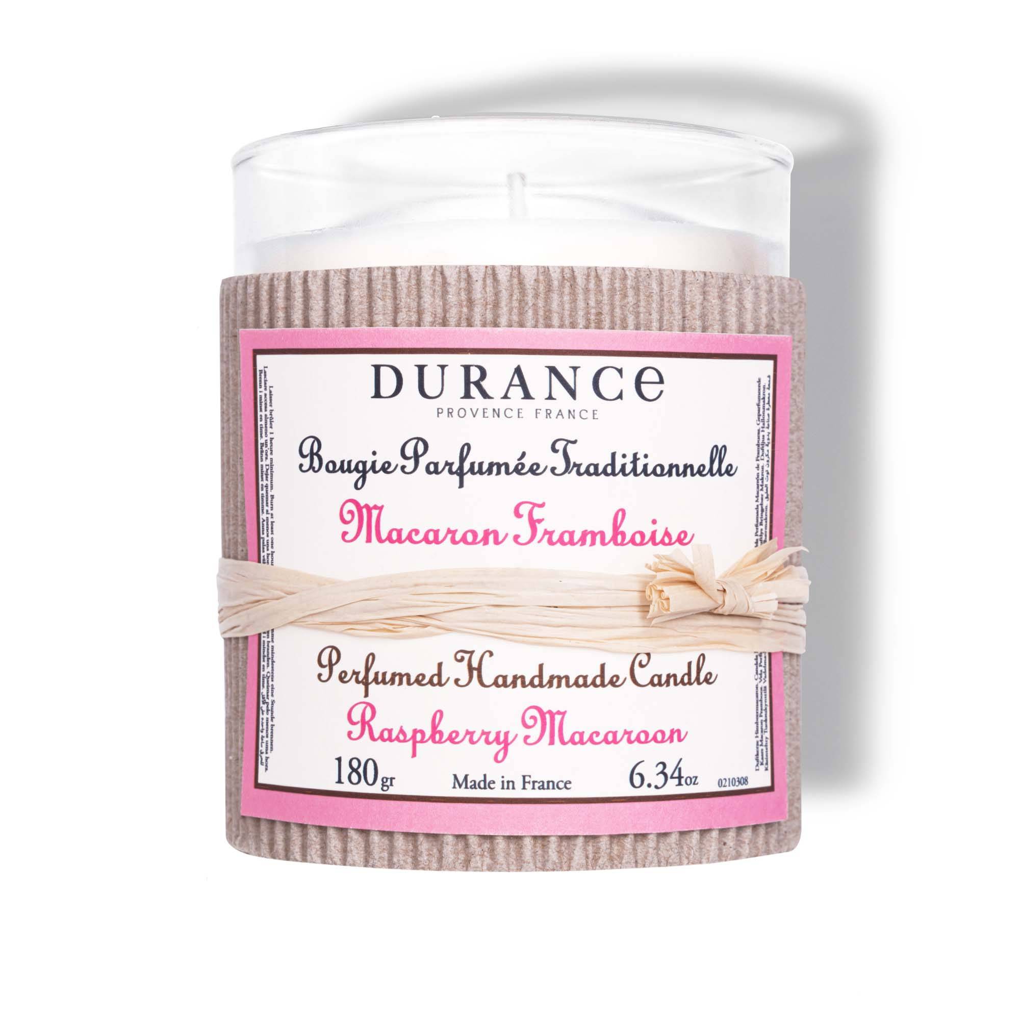 Bougie traditionnelle Macaron Framboise 180g - Durance